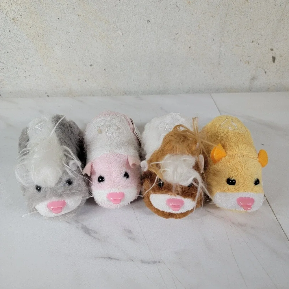 Lot 4 Zhu Zhu Pink Yellow‎ Brown Black Hamsters